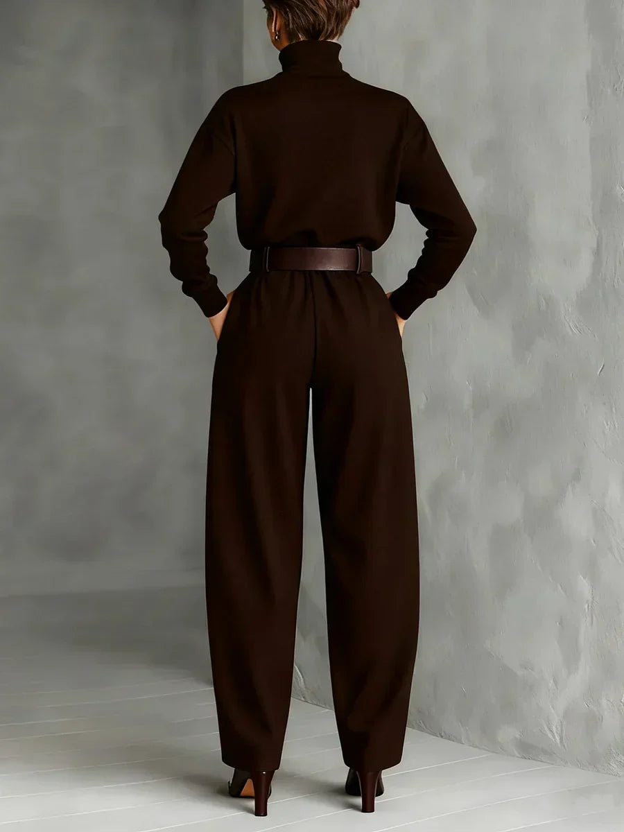 Jessica™ Elegant Top & Straight-Leg Pants Set | Fitted Turtleneck and Tailored Trousers