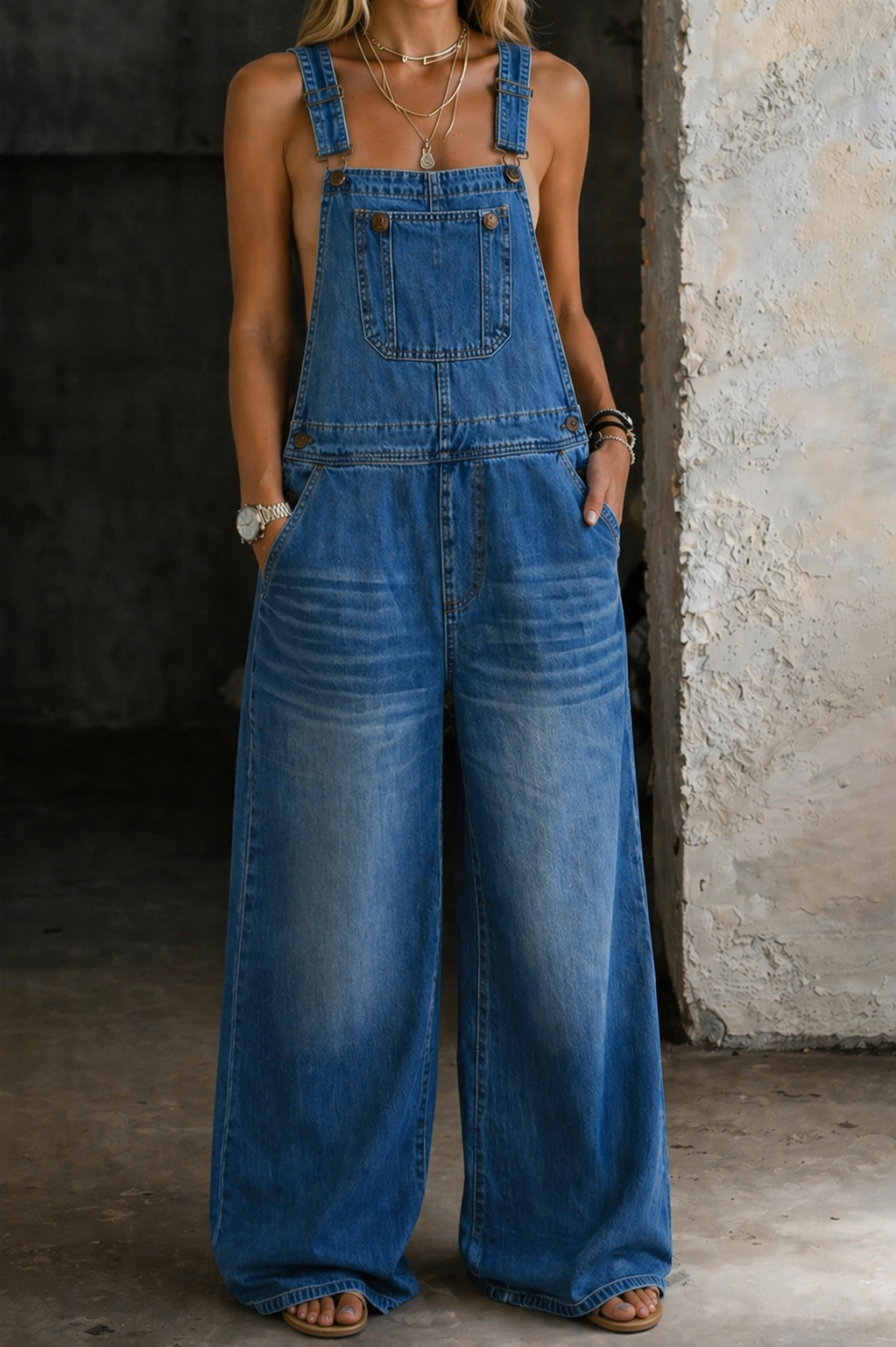 Harper Elastic Waist Denim Jumpsuit