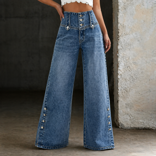 Mia | High Waist Slit Jeans