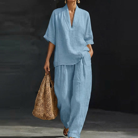 Tessa™ Wide-Leg Two-Piece Set - Light Blue