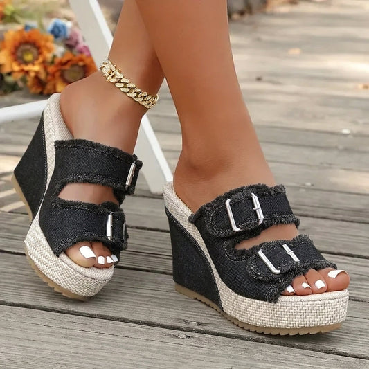 Atelier | Fray Edge Wedge Sandals