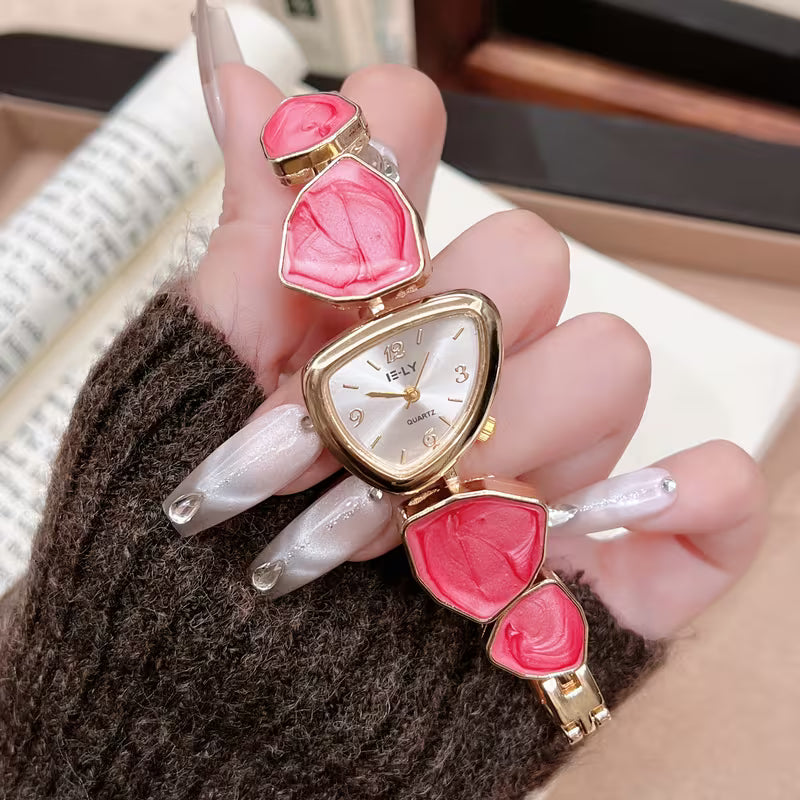 Turquoise Stone Gold Bracelet Watch - Ruby
