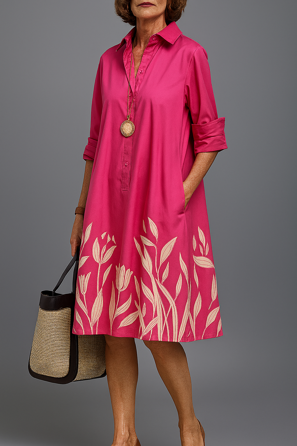 Annmarie Elegant Midi Dress — Pink