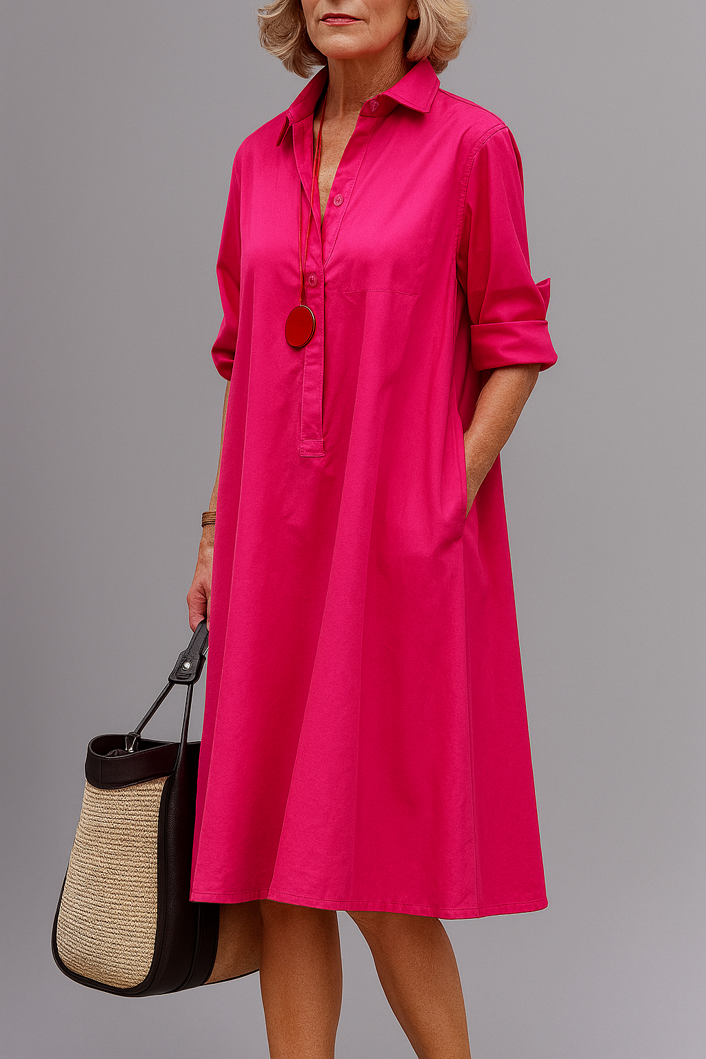 Wilma™ – Elegant Midi Dress in Pink