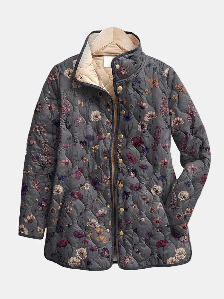 Niva™ Vintage Floral Print Quilted Jacket
