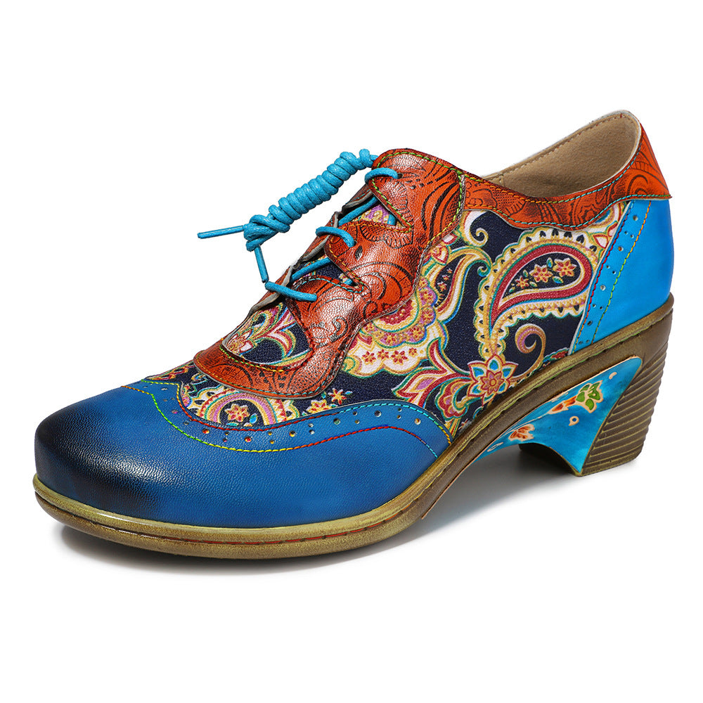 Bohemian Flower Painted  Brogue Shoes