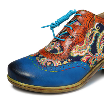 Bohemian Flower Painted  Brogue Shoes