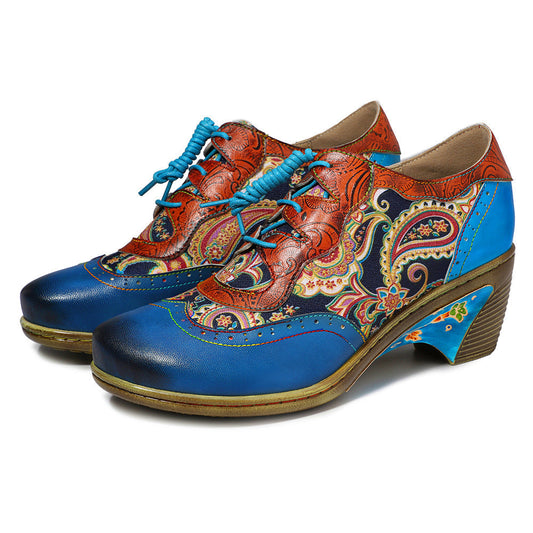 Bohemian Flower Painted  Brogue Shoes