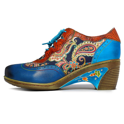 Bohemian Flower Painted  Brogue Shoes