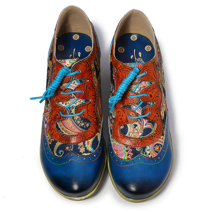 Bohemian Flower Painted  Brogue Shoes