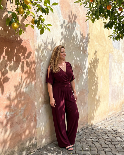 Nyxara™ | Cold Shoulder Wrap Waist Relaxed Jumpsuit