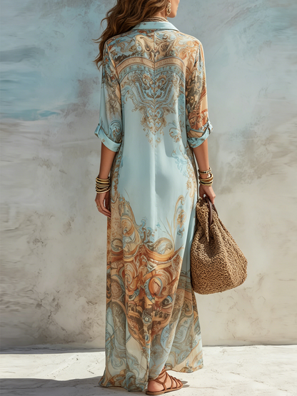 Blue Chiffon Maxi Dress back