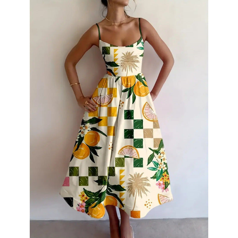 Elowen Citrus Palm Midi Dress