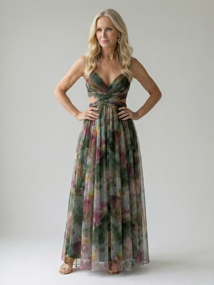 Isel™ Soft Wrap Maxi Dress - Dark Green
