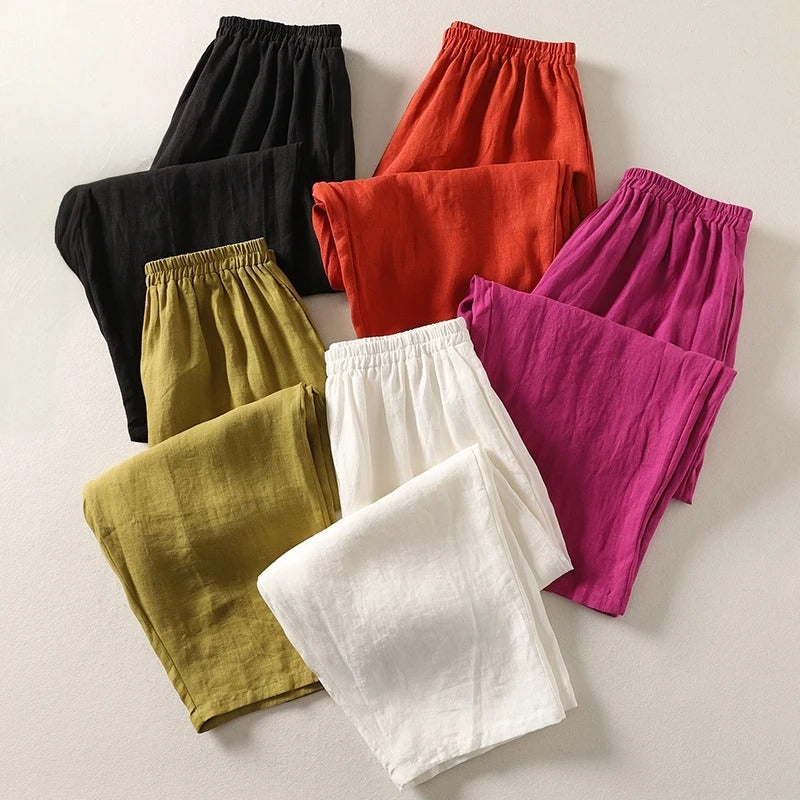 Amalia Flowy Linen and Cotton Pants