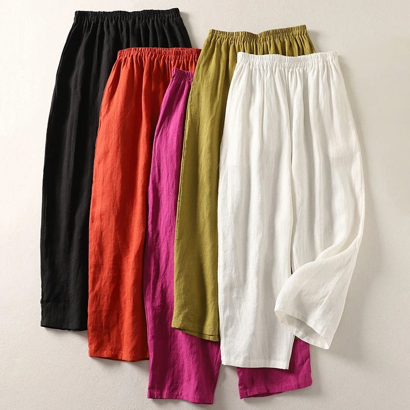 Amalia Flowy Linen and Cotton Pants