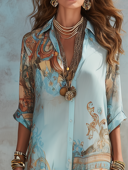 Blue Chiffon Maxi Dress side