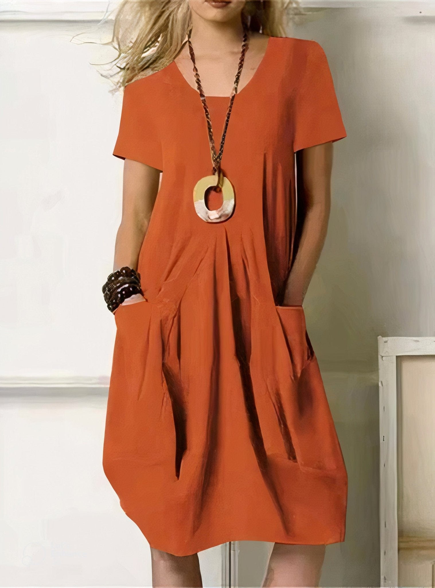 Kwani™ Easy Casual Flow Dress - Orange