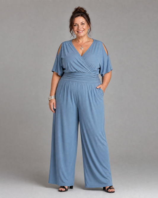 Nyxara™ | Cold Shoulder Wrap Waist Relaxed Jumpsuit