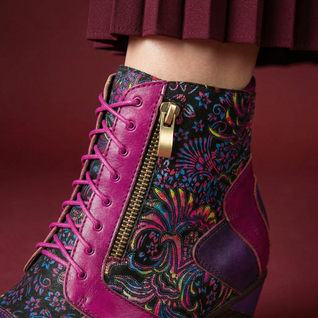 Retro Handmade Leather Patchwork Ankle Boots