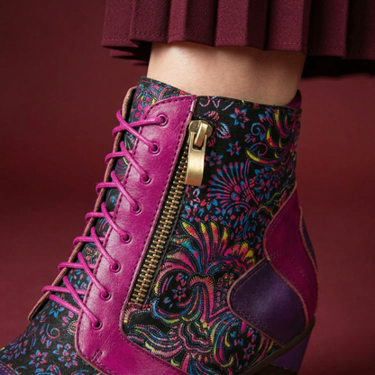 Retro Handmade Leather Patchwork Ankle Boots