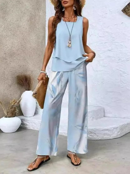 Ovelynra™ Sleeveless Wide-Leg Set