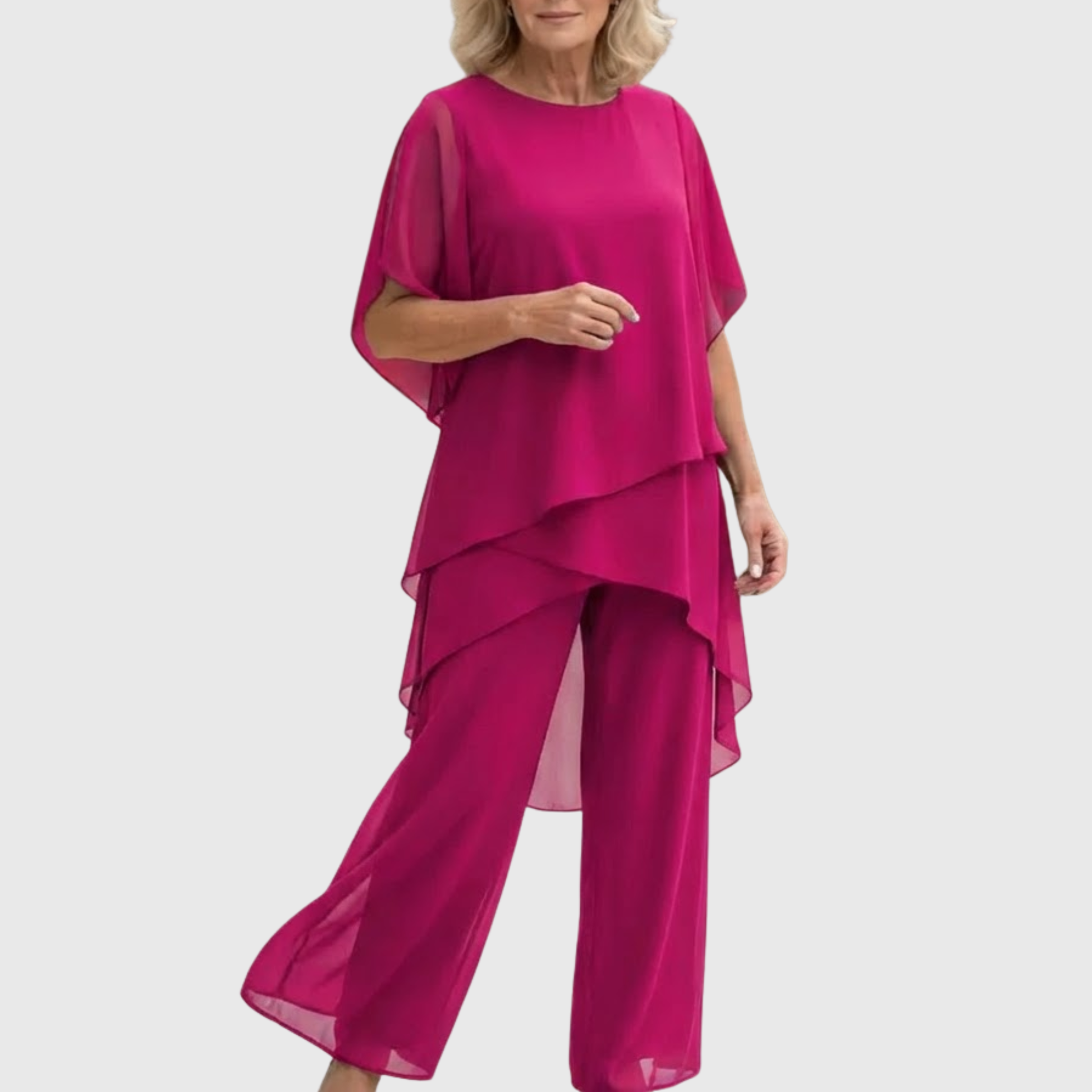 Linda™ Draped Palazzo Two-Piece Set - Pink