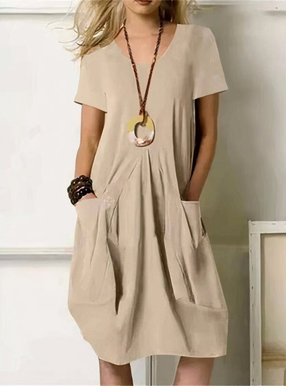 Kwani™ Easy Casual Flow Dress - Beige