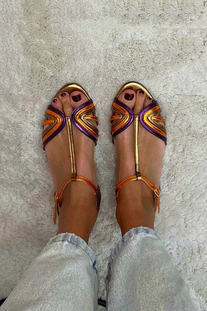 Viviana multicolour woven sandal detail