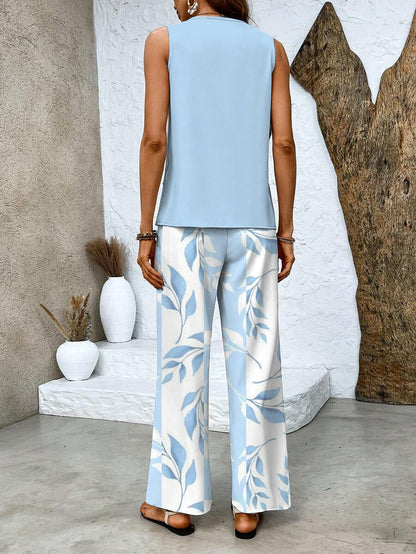 Juliette™ Elegant Two-Piece Set | Flowing Blouse and Wide-Leg Trousers