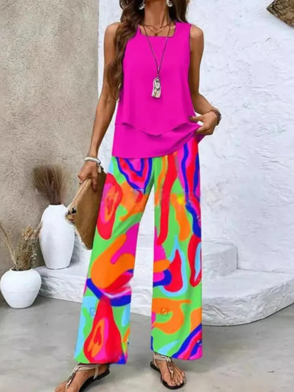 Ovelynra™ Sleeveless Wide-Leg Set