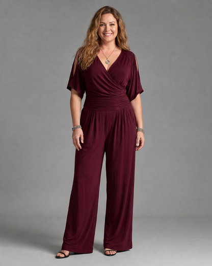 Nyxara™ | Cold Shoulder Wrap Waist Relaxed Jumpsuit
