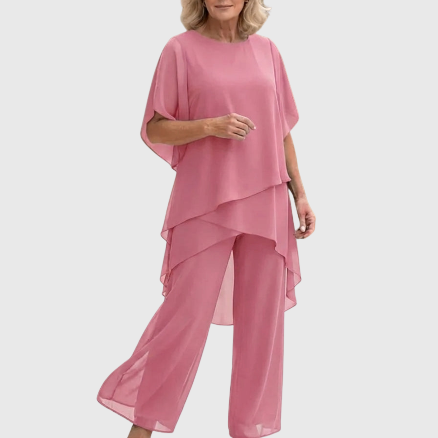 Linda™ Draped Palazzo Two-Piece Set - Light Pink