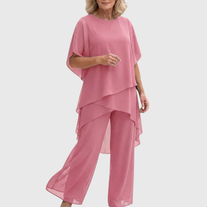 Linda™ Draped Palazzo Two-Piece Set - Light Pink