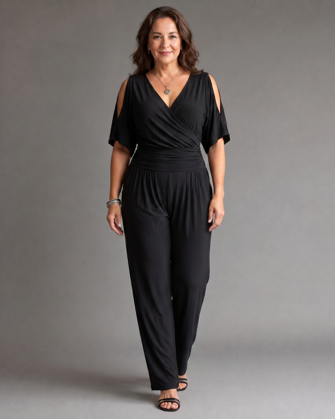 Nyxara™ | Cold Shoulder Wrap Waist Relaxed Jumpsuit