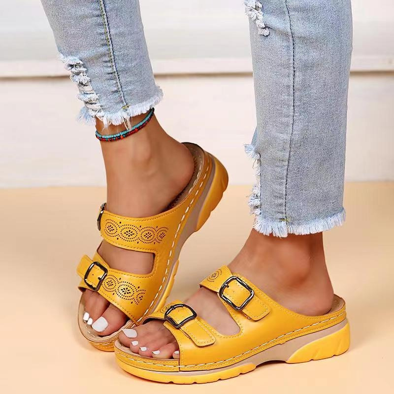 Solace™ Orthopedic Leather Sandals - Yellow