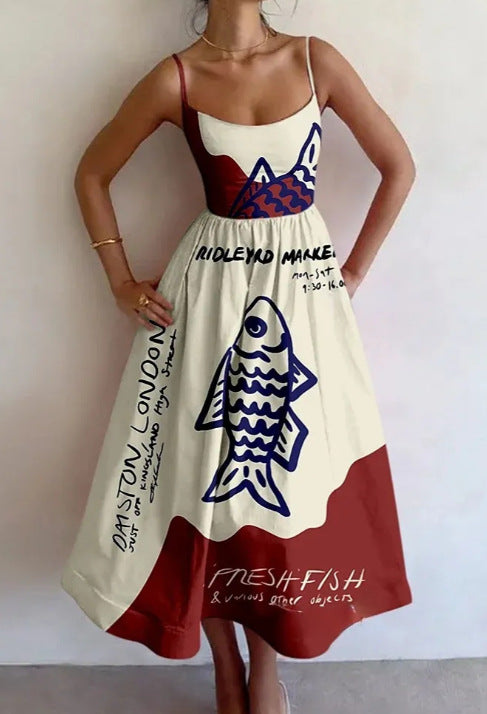 Merriton Coastal Sketch Midi Dress