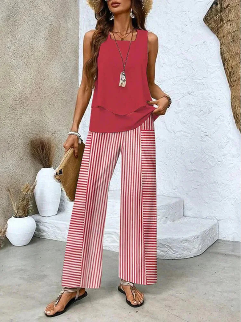 Ovelynra™ Sleeveless Wide-Leg Set