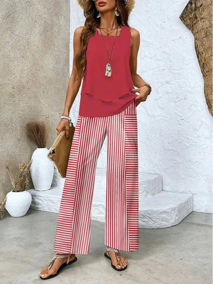 Ovelynra™ Sleeveless Wide-Leg Set