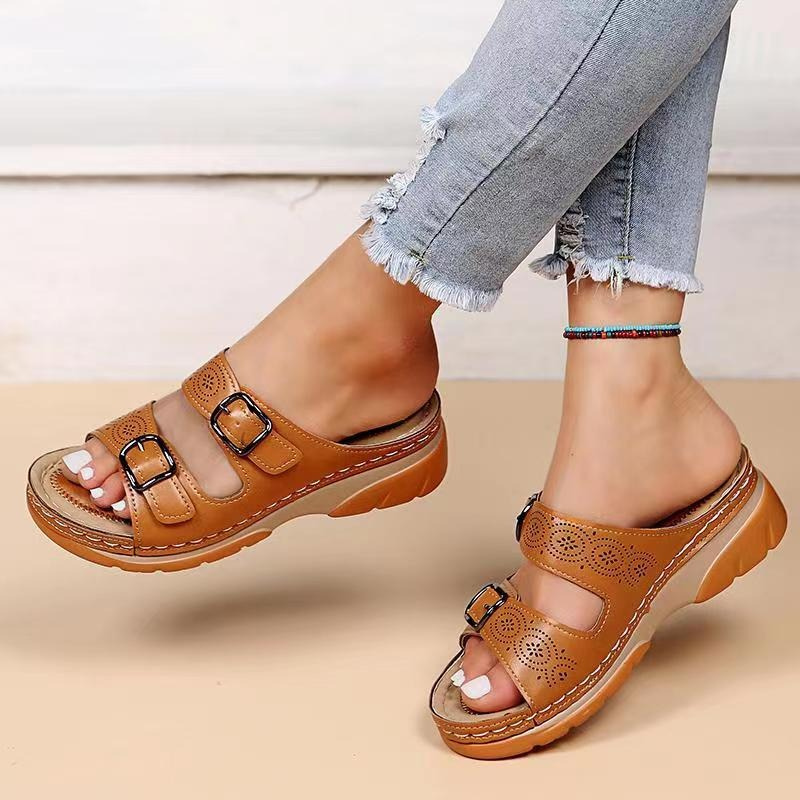 Solace™ Orthopedic Leather Sandals - Brown