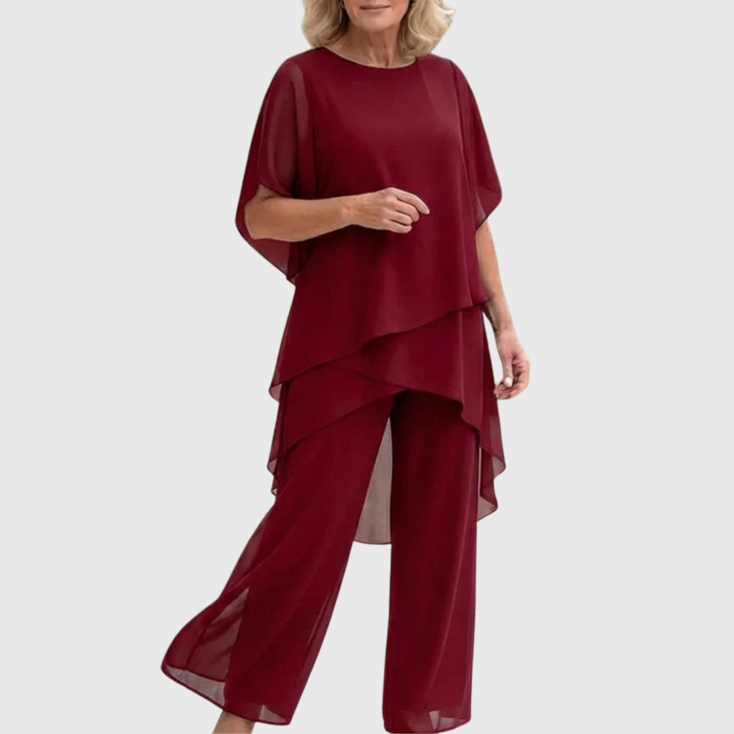 Linda™ Draped Palazzo Two-Piece Set - Red