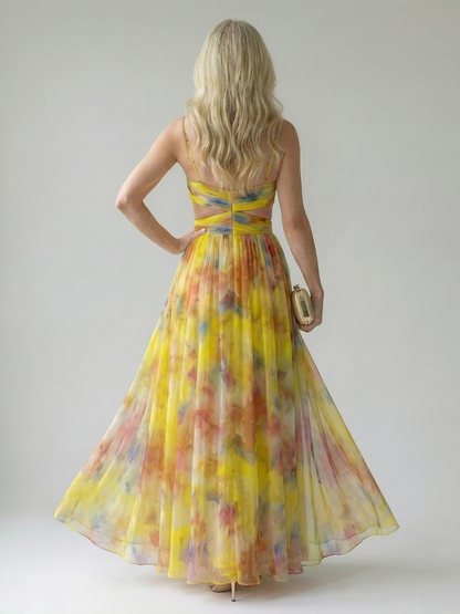 Isel™ Soft Wrap Maxi Dress - Yellow