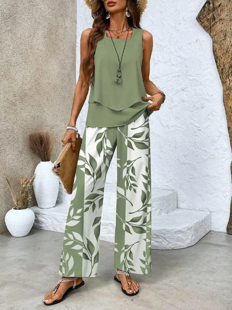 Ovelynra™ Sleeveless Wide-Leg Set