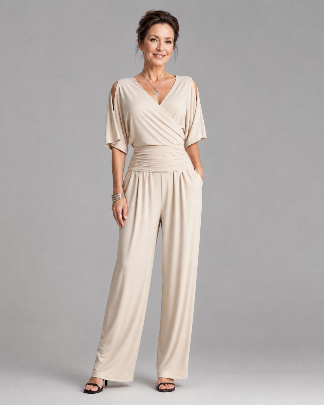 Nyxara™ | Cold Shoulder Wrap Waist Relaxed Jumpsuit