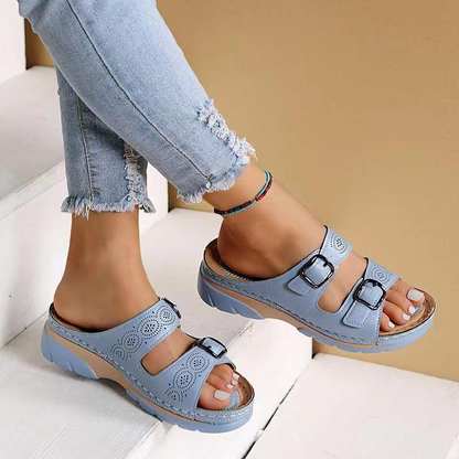 Solace™ Orthopedic Leather Sandals - Light Blue