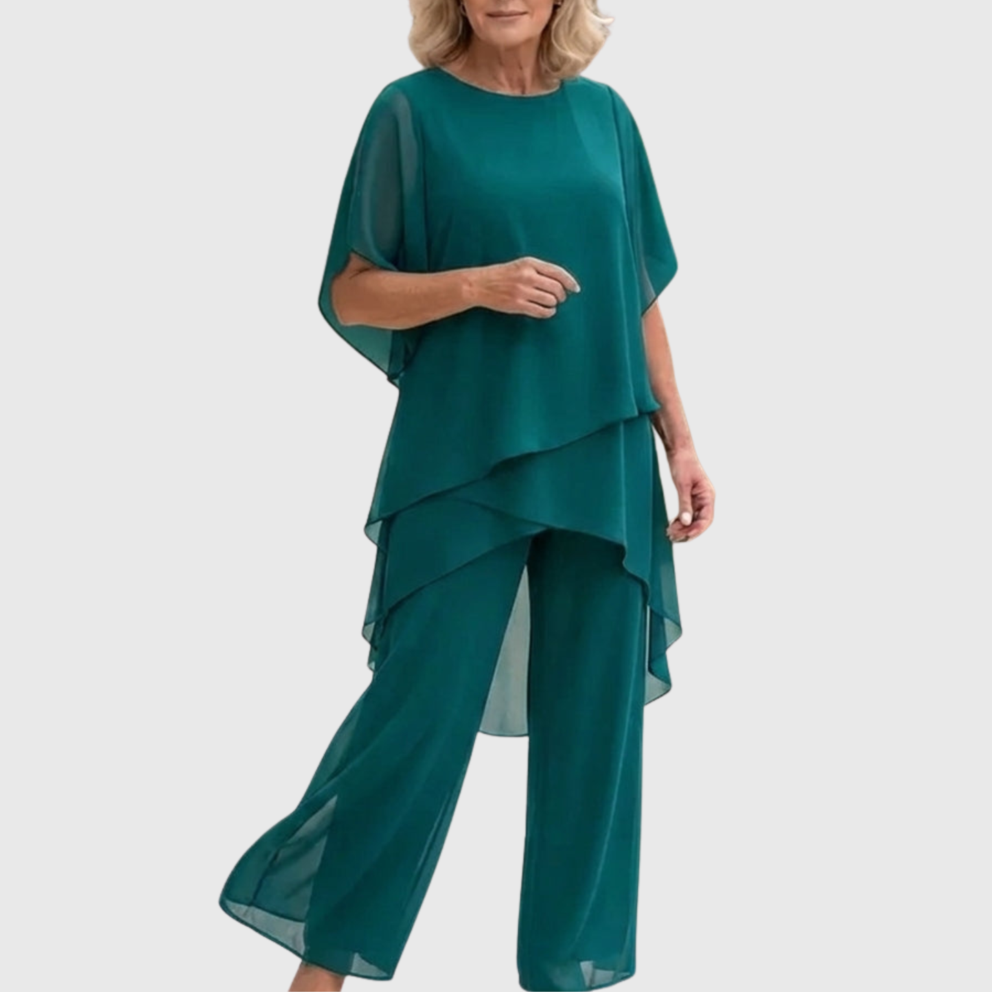 Linda™ Draped Palazzo Two-Piece Set - Turquoise