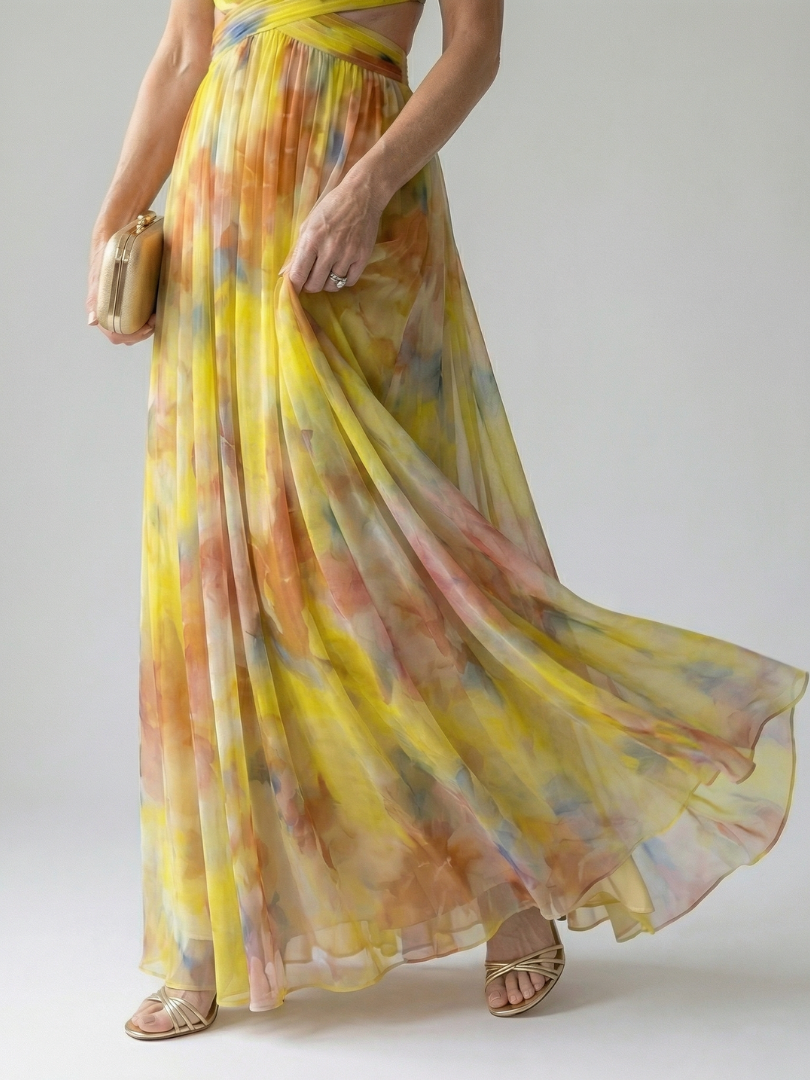 Isel™ Soft Wrap Maxi Dress - Yellow