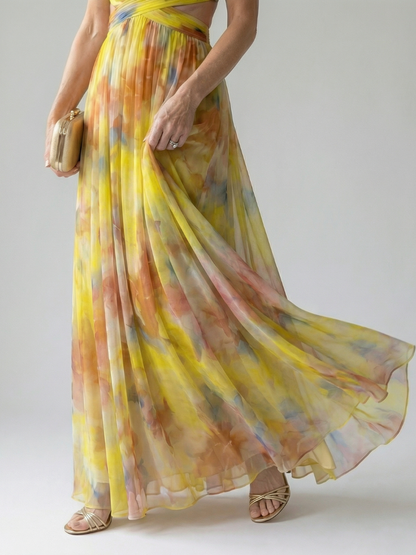 Isel™ Soft Wrap Maxi Dress - Yellow