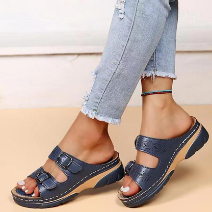 Solace™ Orthopedic Leather Sandals - Dark Blue
