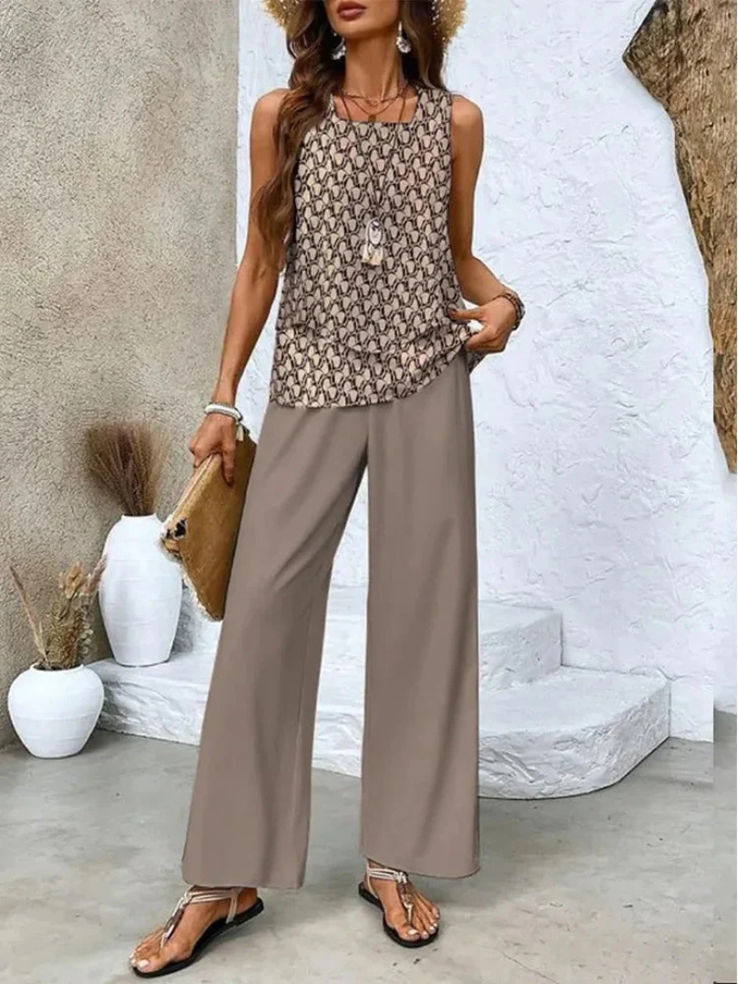 Ovelynra™ Sleeveless Wide-Leg Set